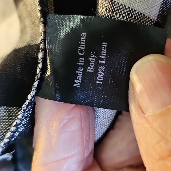 TOOFAN‎ Linen Women's Black and White Checkered Jacket. 2 Pockets Size Meduim. - Picture 8 of 9